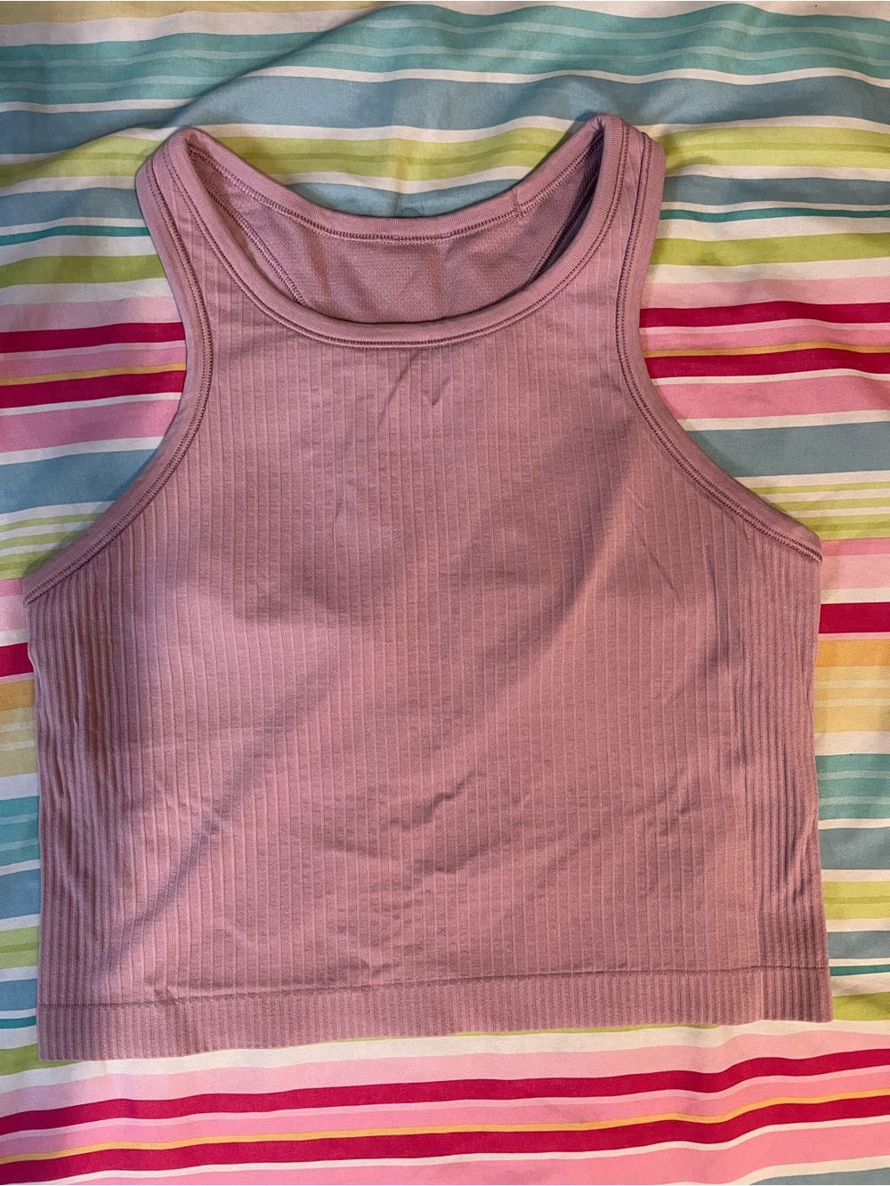 lululemon athletica Ribbed High-Neck Crop Tank - Pink Mauve